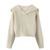 Peter Pan Collar Sweater Women Knit Pullover Long Sleeve Soft