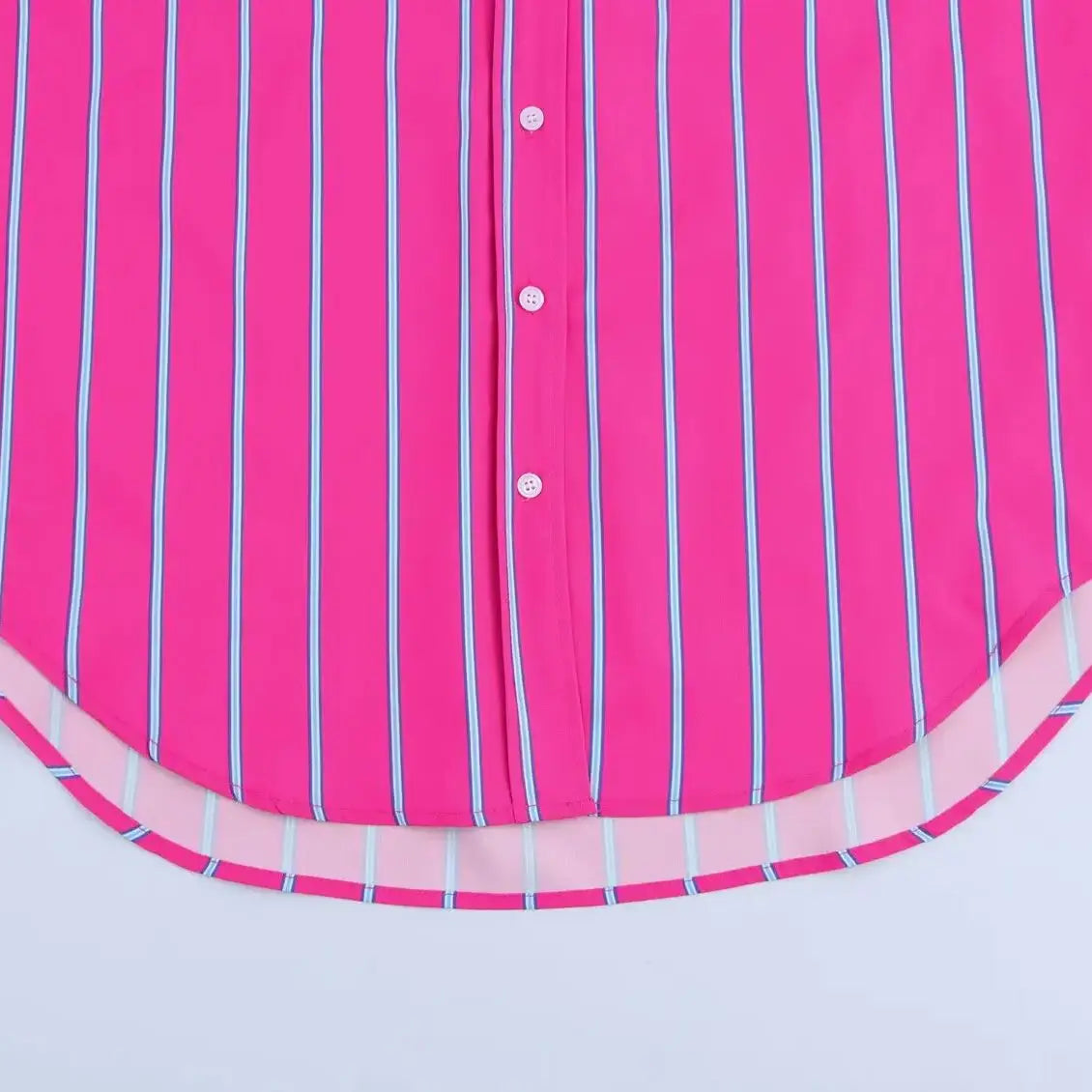 Women's Striped Print Blouse Loose Lapel Long Sleeve Single Breasted