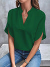 V Neck Half Sleeve Blouse Women Office Loose Pullover Top
