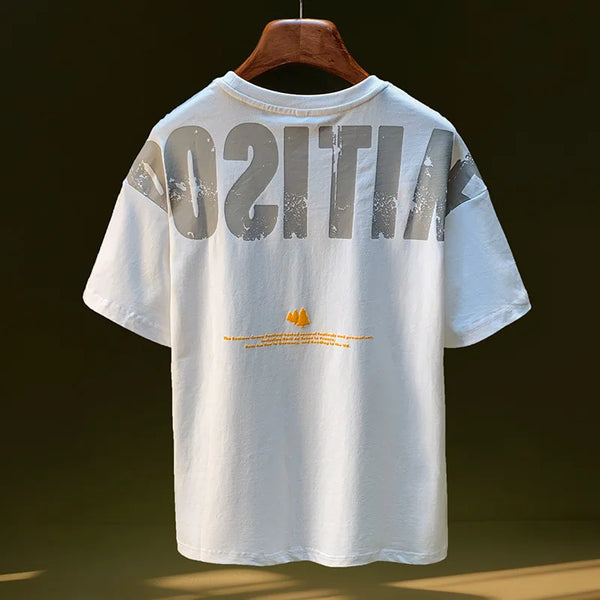 Mens Oversized Graphic Tee Breathable Cotton T Shirt Casual