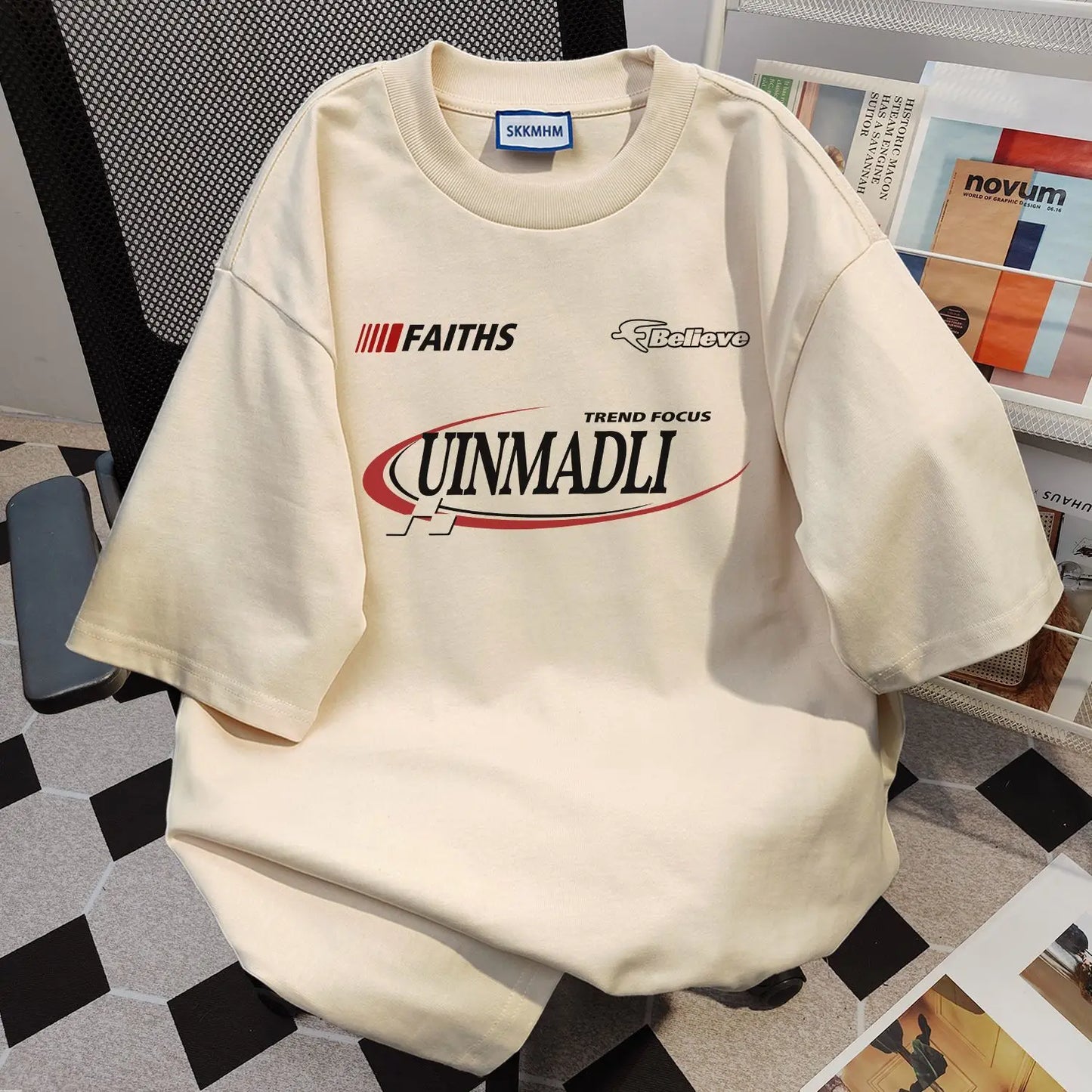 Men's American Hip-Hop Retro Letter Print Loose Casual T-Shirt