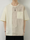 Mens Oversized Contrast Color Tee Cotton Hip Hop Streetwear Shirt