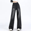 Y2K Black Wide Leg Jeans Women High Waist Fleece Lined Punk Style