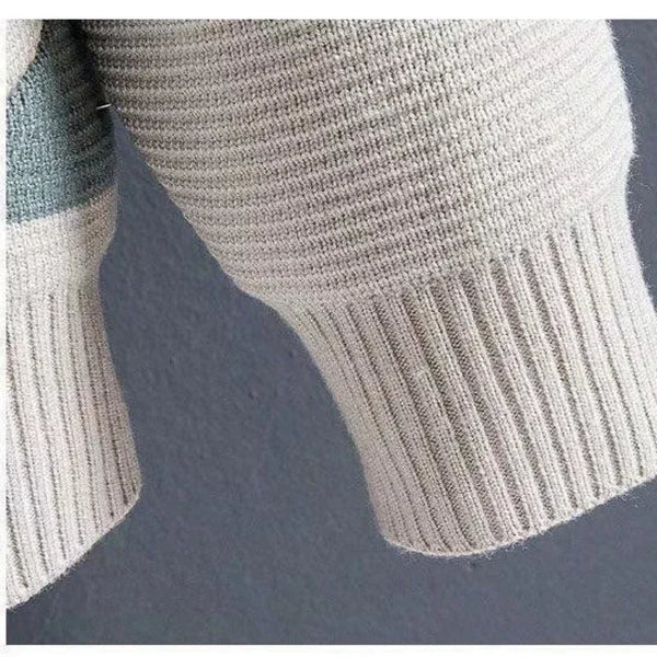 Mens Patchwork Cardigan Knit Sweater Korean Oversized Wool Coat