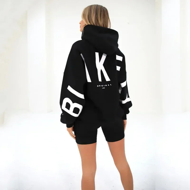 Women’s Retro Print Oversized Hoodie Pullover Sweater Long Sleeve
