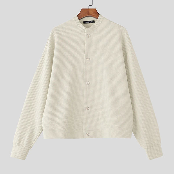 Mens Stand Collar Button Down Jacket Oversized Streetwear Coat