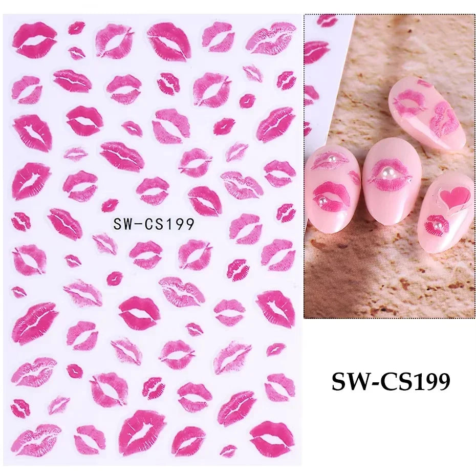 Pink Kiss Nail Art Stickers