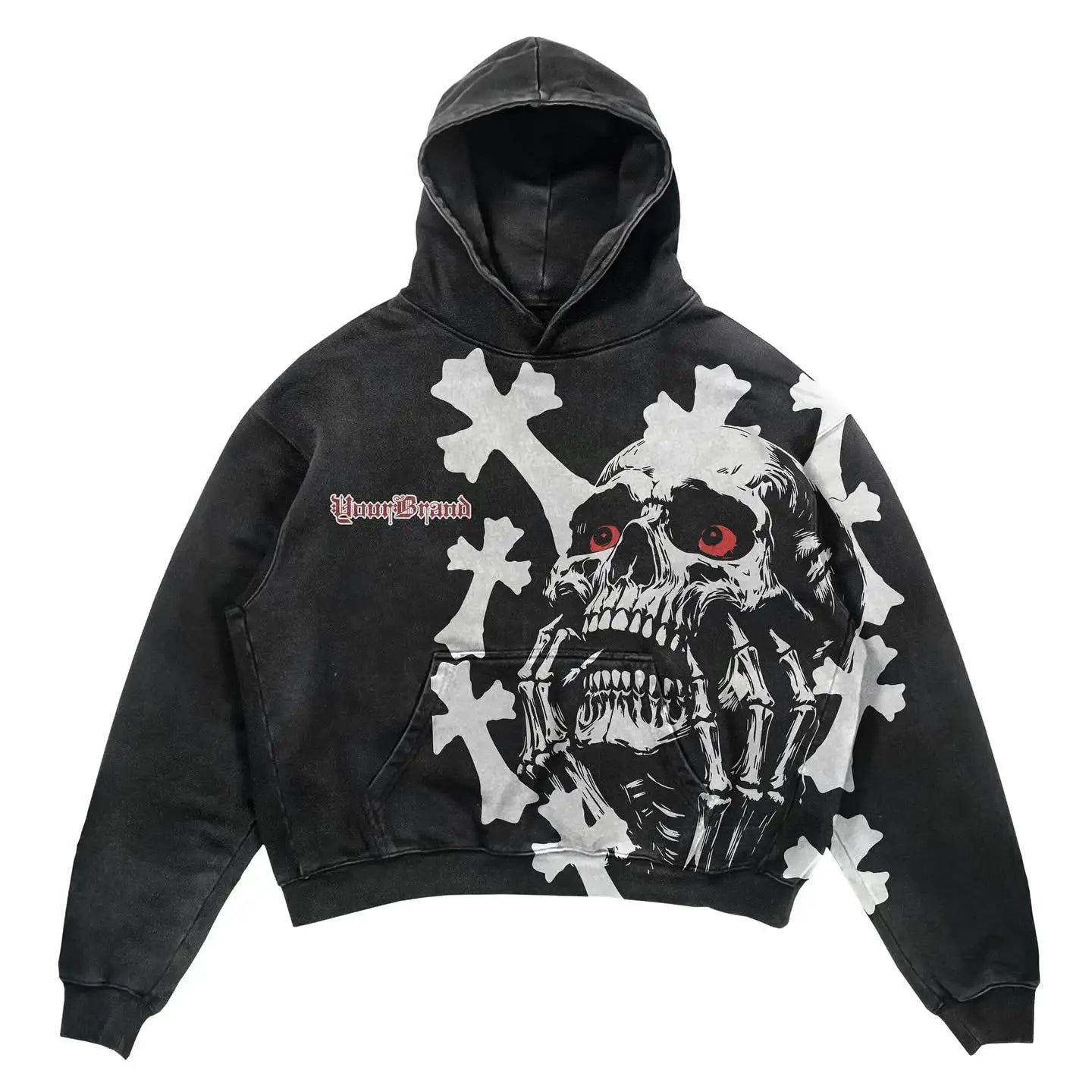Men Y2K Gothic Skeleton Print Oversized Hoodie
