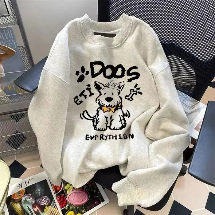 Women's Cute Cartoon Dog Graphic Print Sweatshirt