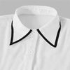 Bow Tie Blouse Women Long Sleeve Office Contrast Trim Work Shirt