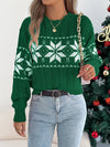 Womens Snowflake Christmas Sweater Contrast Color Knit Pullover Winter
