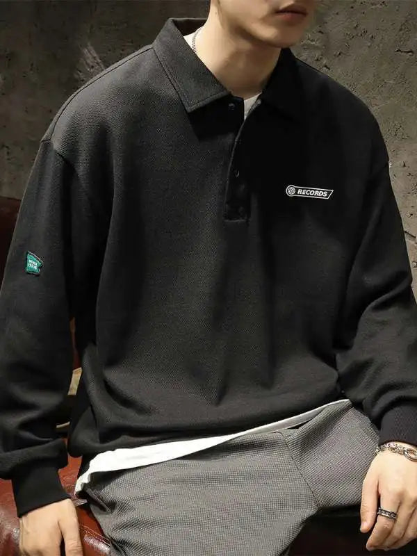 Polo Shirt Men's Sweatshirt Long Sleeved Casual Collar Top