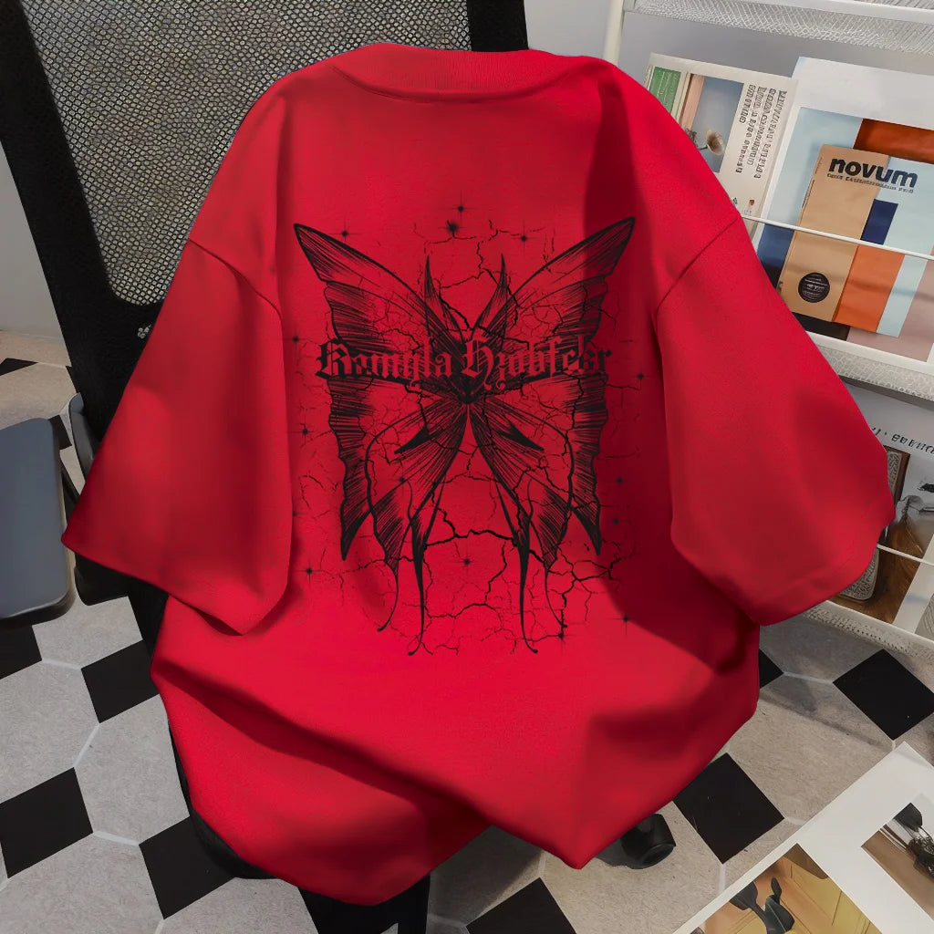 Butterfly Print T-Shirt Women Hip Hop Streetwear Loose Casual