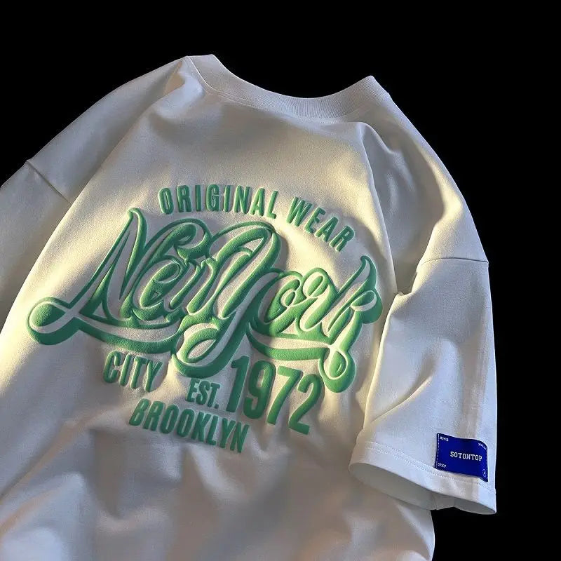 American High Street Men's Cotton T-shirt, Y2K Gothic Summer Top