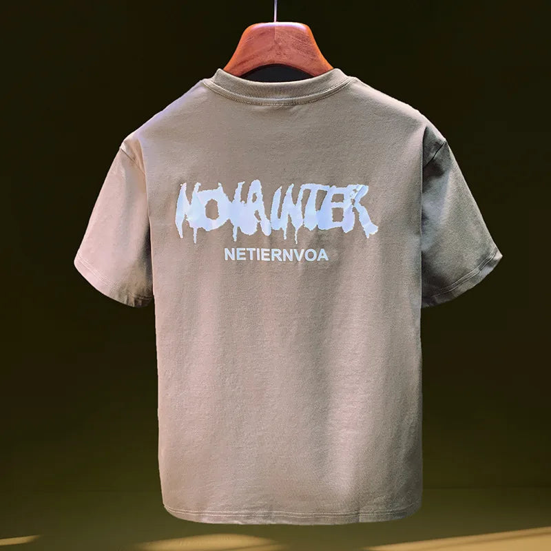 Men's Summer Ice Silk T-Shirt Thin Breathable Trendy Printed Top