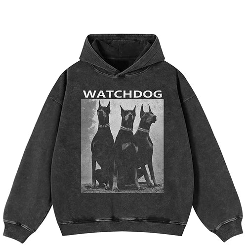 Men Hip Hop Oversized Hoodie Doberman Graphic
