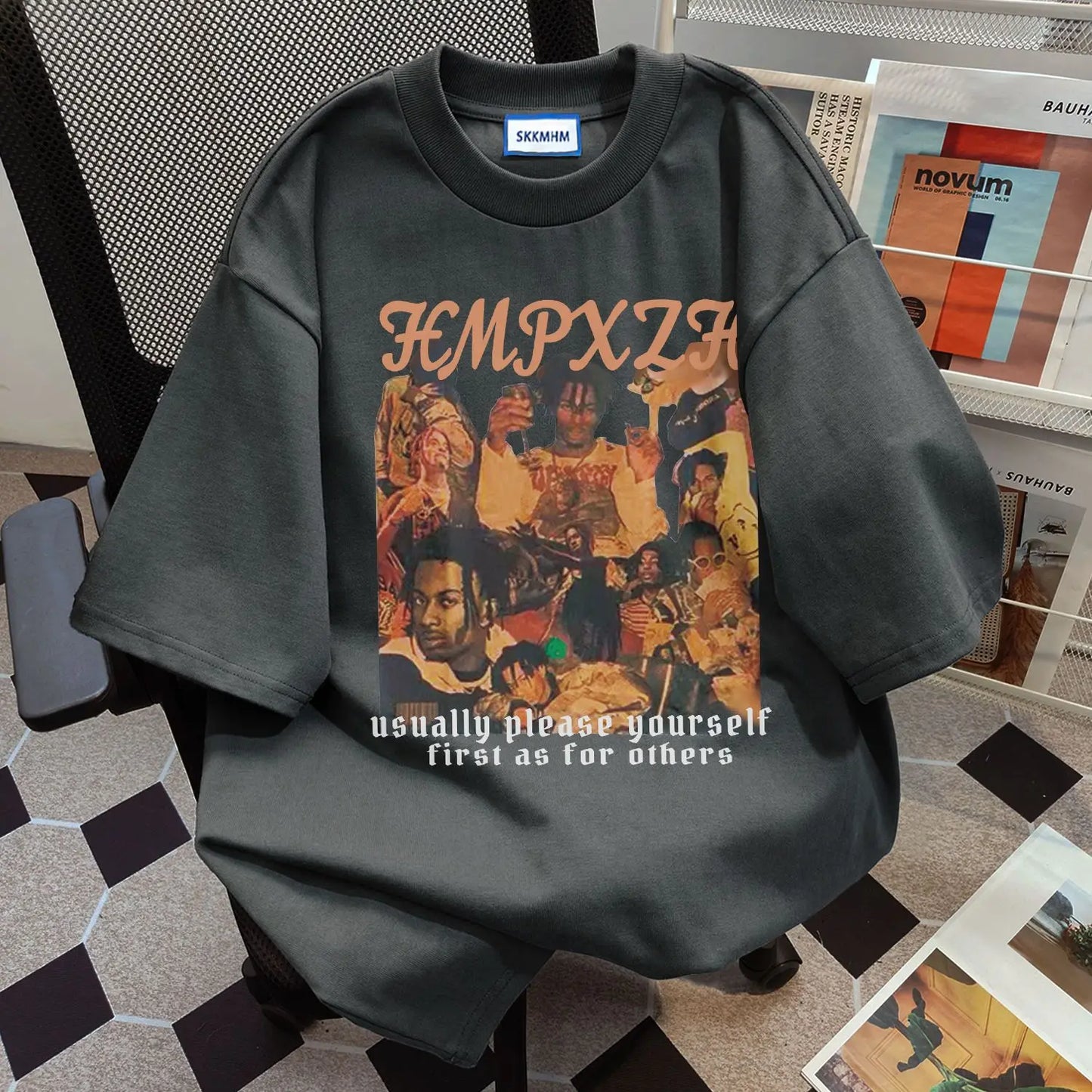 Men's High Street Retro Print Loose Casual T-Shirt