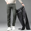 Mens Thick Fleece Lined Pants Slim Fit Winter Warm Business Casual