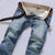 Men Vintage Ripped Jeans Loose Fit Straight Leg Denim Pants