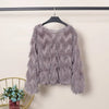 Blouse Women Autumn Wave Shape Furry Tassel Long Sleeve Pullover