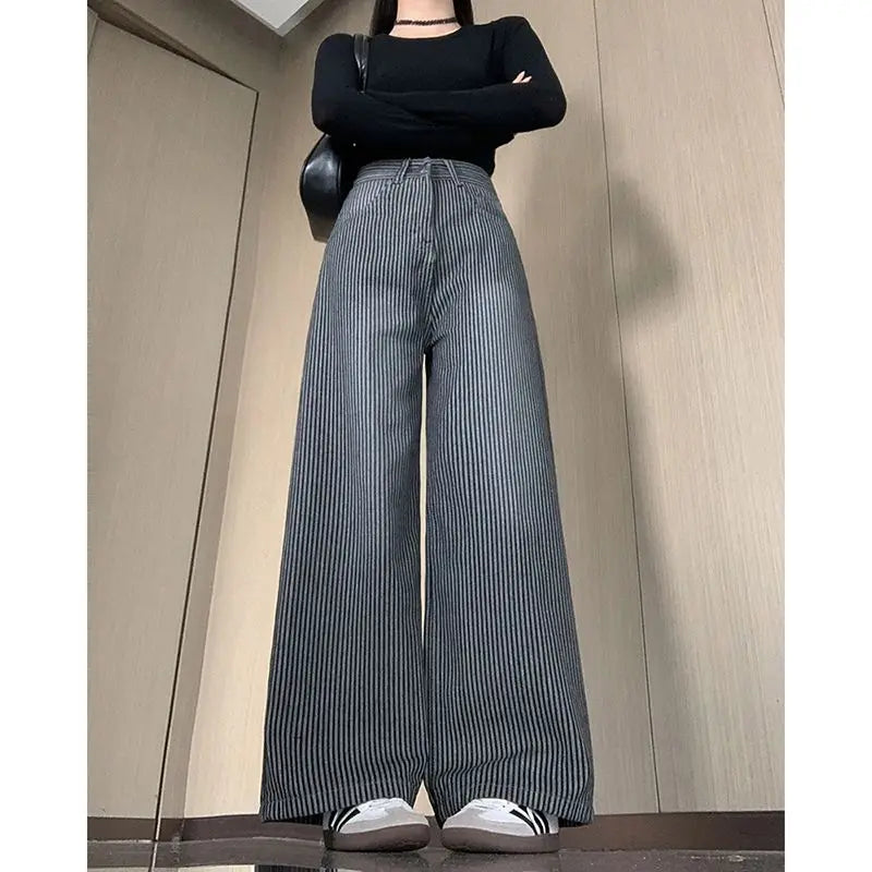 Retro Baggy Emo Striped Jeans Women Y2K Pants