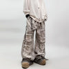 2025 New Burr Wornout Design Straight Cargo Pants Men Loose Wide Leg