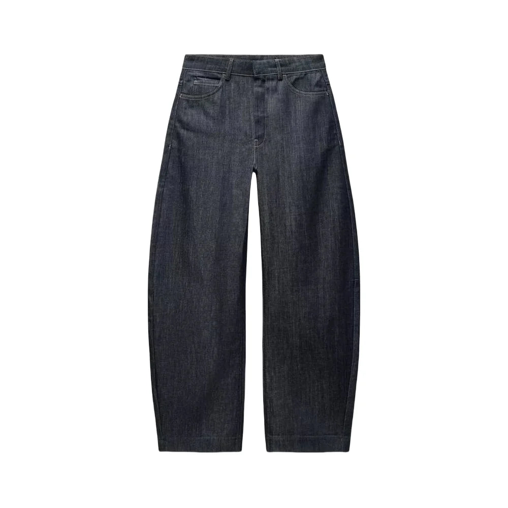 Women's Denim Suit Set with V Corset Blazer and Wide Leg Pants Stylish