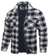 Men’s Plaid Flannel Shirt Jacket – Quilted Lined Winter Cotton Coat with Multi Pockets