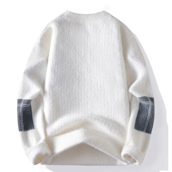 Mens Color Block Sweater Fuzzy Knit Pullover Couples Matching Winter