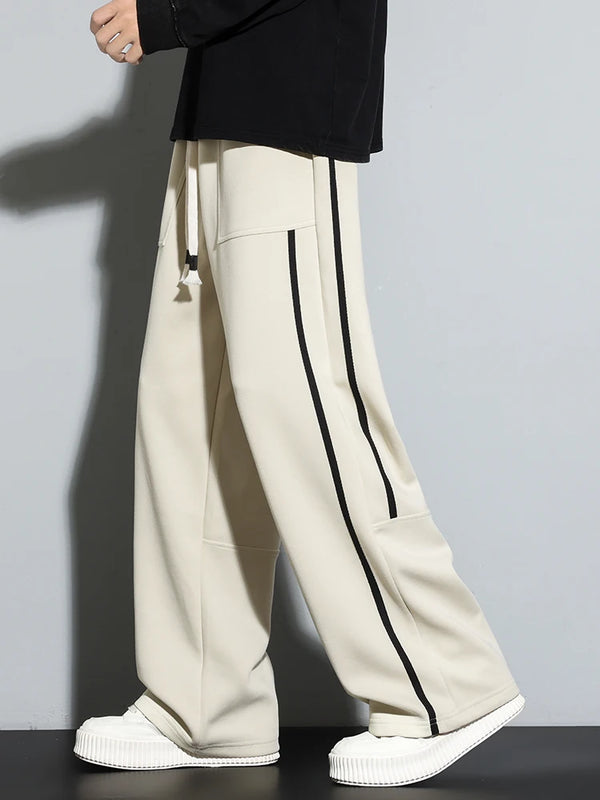 Mens Baggy Cotton Joggers Korean Streetwear Loose Casual Pants