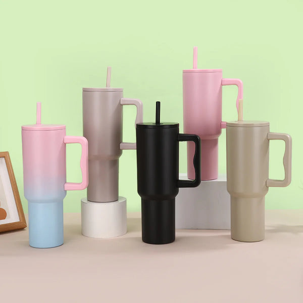40 oz Tumbler with Handle Straw Lid Insulated Travel Coffee Cup
