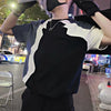 Mens Cutout Tshirt Spliced Design Short Sleeve Streetwear