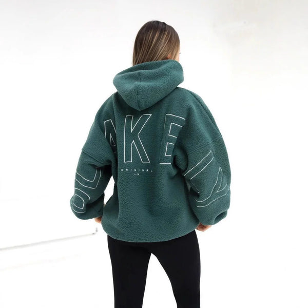 Womens Sherpa Fleece Hoodie Oversized Pullover Sweatshirt Fall Winter