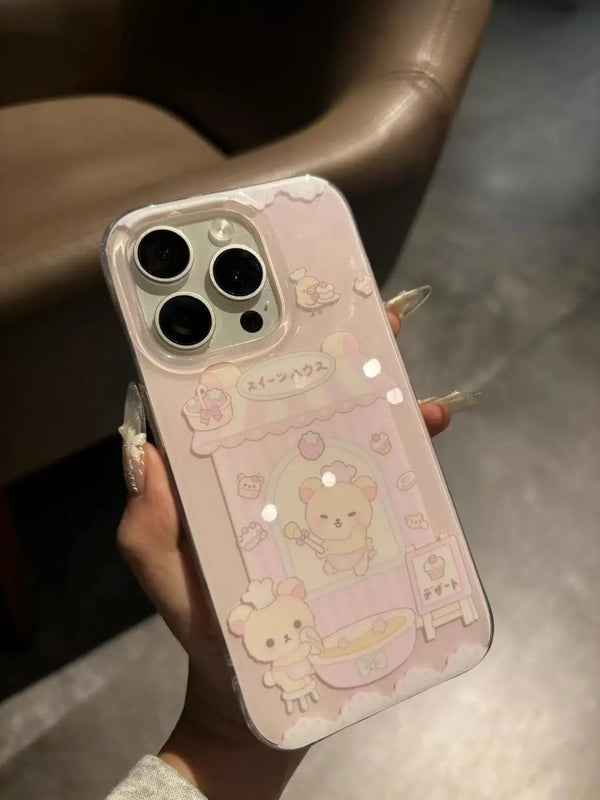 Cute Bear iPhone Case Kawaii Dessert Y2K 12 13 14 15 16 Pro Max