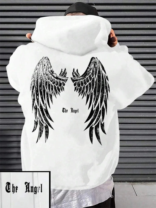 Angel Print Hoodie Men Loose Comfort Fall Wear