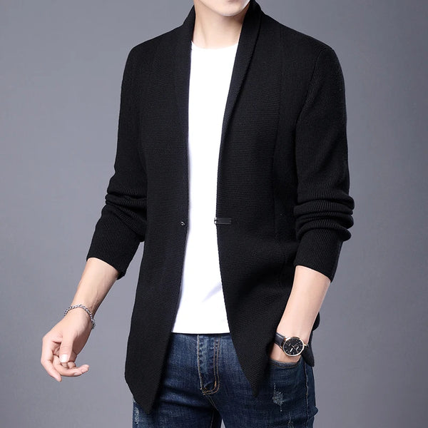 Mens Slim Fit Knit Cardigan Japanese Streetwear Wool Sweater 2025