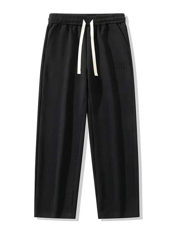 Men's Straight Sweatpants Wide Leg Drawstring Letter Sports Baggy Pants