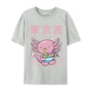 Kawaii Axolotl Eating Ramen Noodles T Shirt Autumn Hip hop
