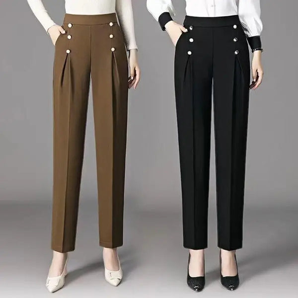 Womens High Waist Dress Pants Slim Fit Elastic Work Trousers Casual