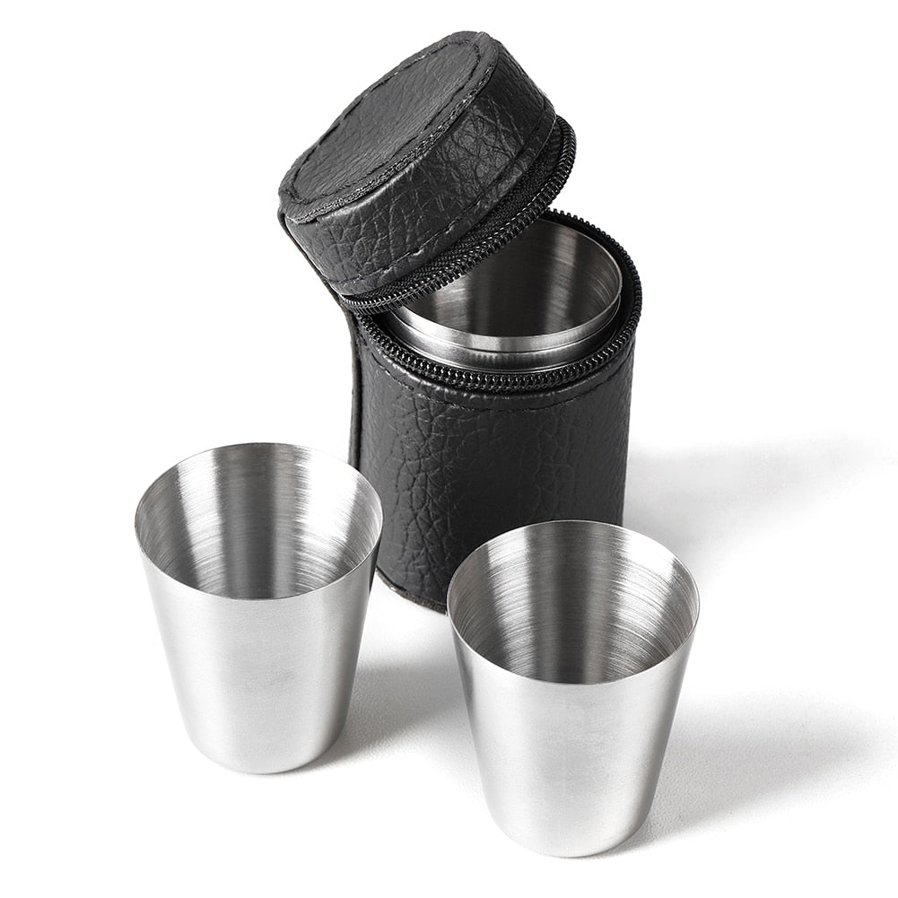 Practical Stainless Steel Cups Mini Set Glasses With Case Portable Drinkware