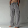 Men's Cotton Linen Long Pants Solid Color Breathable Linen Trousers