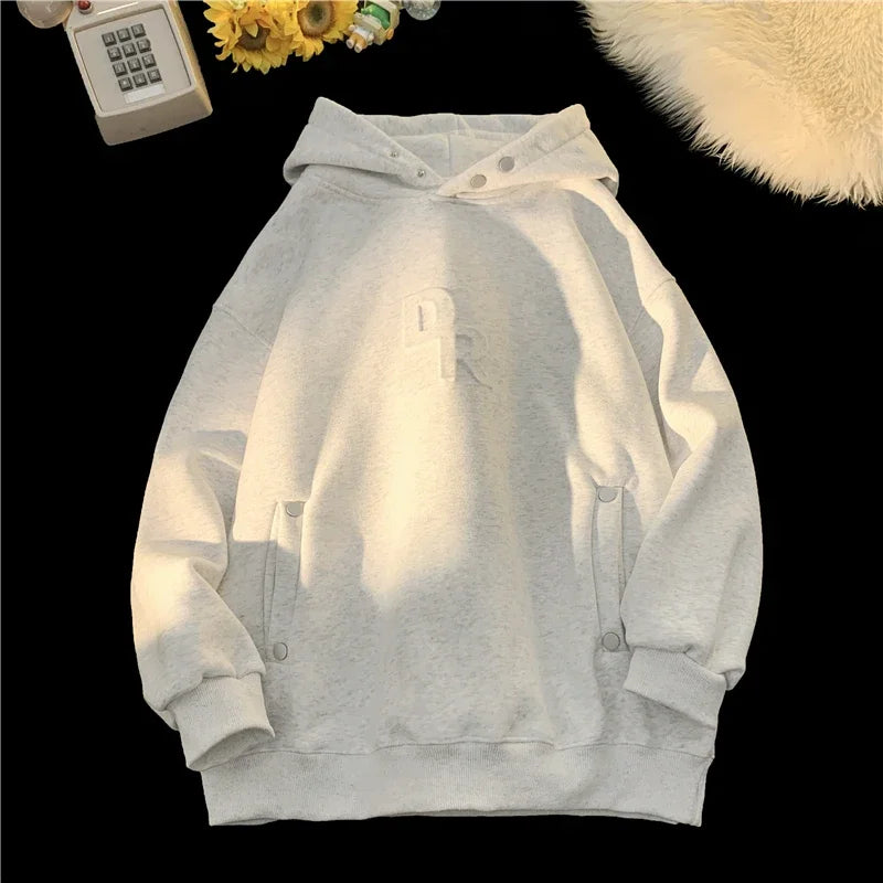 Basic Solid Color Oversized Hoodie Men's