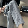 Womens Tweed Pants High Waist Herringbone Straight Cropped Winter
