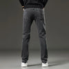 Mens Slim Straight Stretch Jeans Warm Winter Black Gray Pants