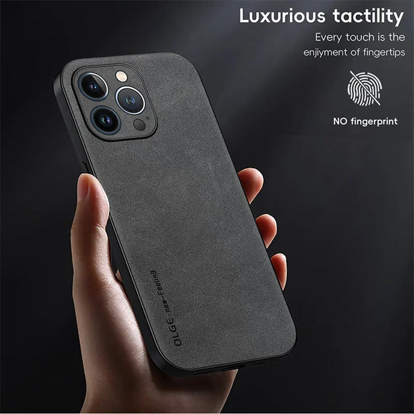 Luxury Leather iPhone Case Silicone Soft Shockproof Protection Cover