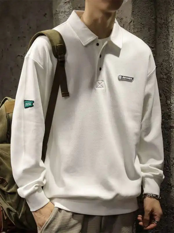 Polo Shirt Men's Sweatshirt Long Sleeved Casual Collar Top