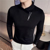 Men Muscle Fit Quarter Zip T Shirt Mock Neck Solid Stretch Top