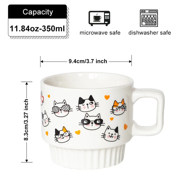 Ceramic coffee cup chocolate milk cup tea cup mug cute cat design