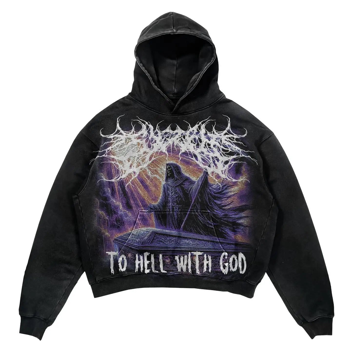 To Hell With God Bold Statement Graphic Hoodie