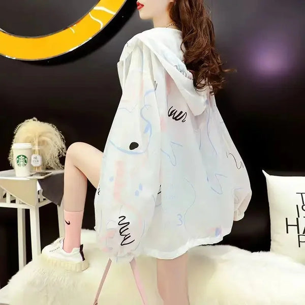 Womens UPF Sun Protection Jacket Hooded Zip Up Lightweight Cotton